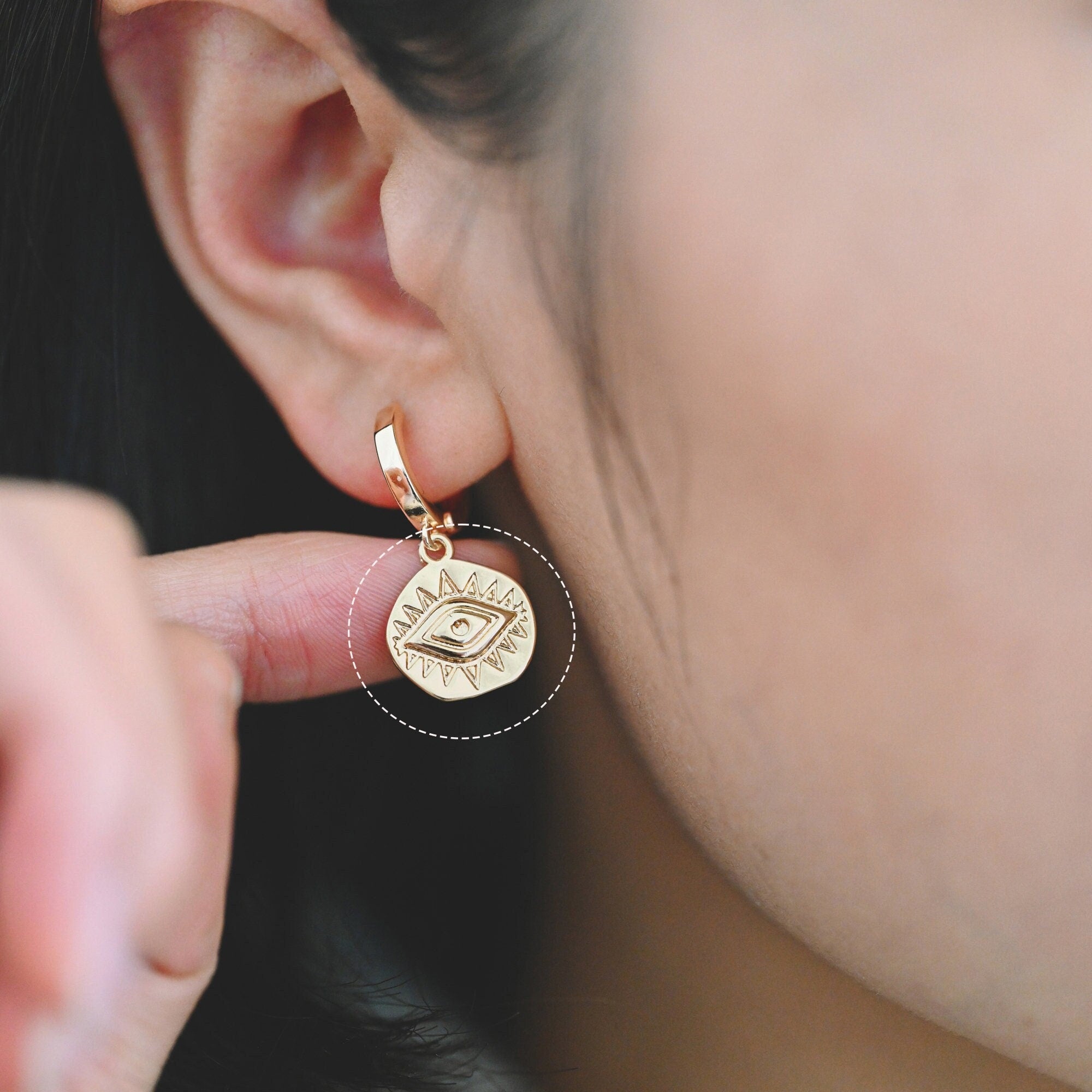 4pcs Gold/ Silver Textured Evil Eye Charms 15.5x13.5mm, 18K Gold/ Rhodium plated Brass, Evil Eye Pendants (GB-4085-B)